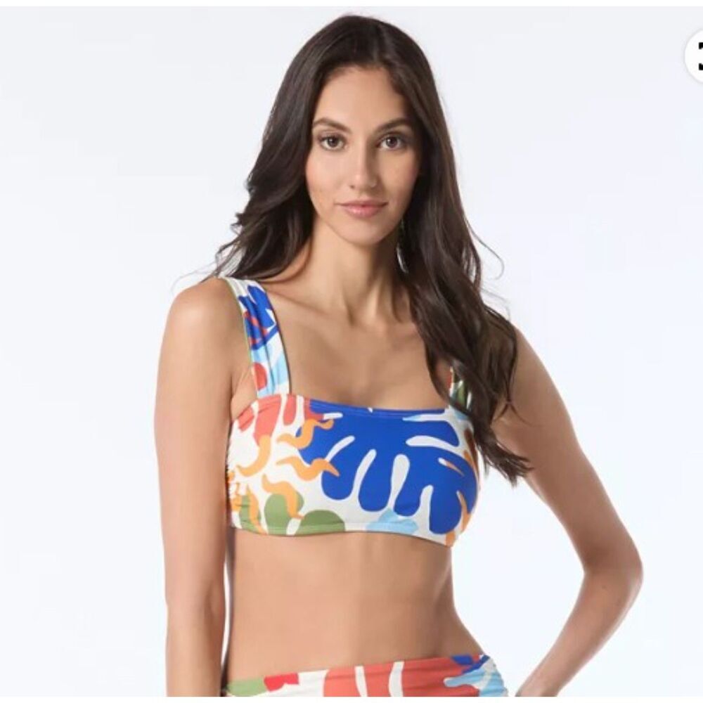 Vince Camuto X2730 Womens Printed Square Neck Bikini Top Size L